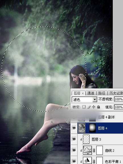 Photoshop将春季人物图片打造出唯美的古典暗绿色效果教程